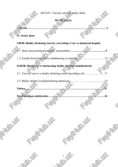 tasviriy san'atda badiiy idrok — DOCX