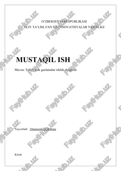 tabiiy ipak gazlamalar ishlab chiqarish — DOCX