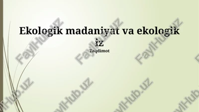 ekologik madaniyat va ekologik iz — PPTX