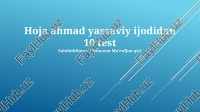 yassaviy sinovlari — PPTX