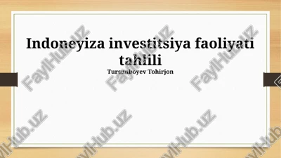 indoneziya investitsiya faoliyati tahlili — PPTX