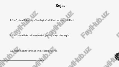sun'iy intellektning ta'limdagi afzalliklari — PPTX