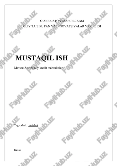 zamonaviy kredit mahsulotlari — DOCX