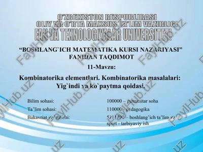 boshlang`ichmatematika kursi nazariyasi — PPT
