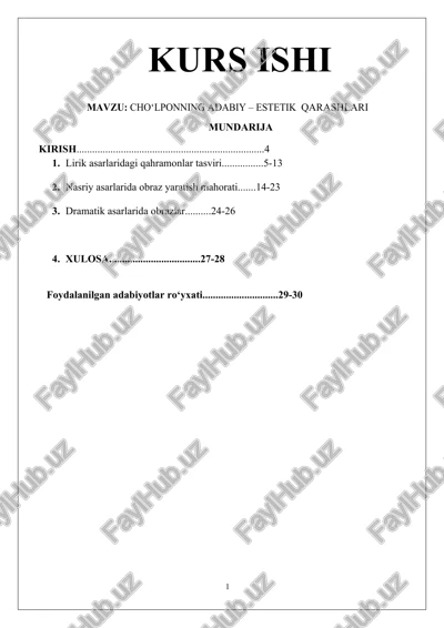 cho‘lponning adabiy – estetik qarashlari — DOCX