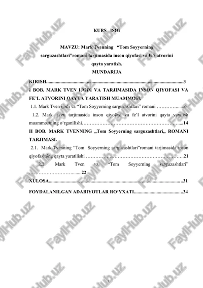 tom soyyerning sarguzashtlari — DOCX