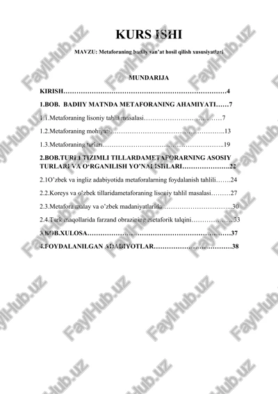 metaforaning badiiy san’at hosil qilish xususiyatlari — DOCX