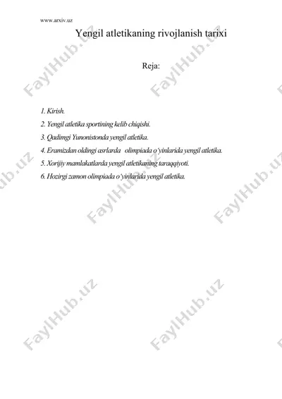 yengil atletikaning rivojlanish tarixi — DOC