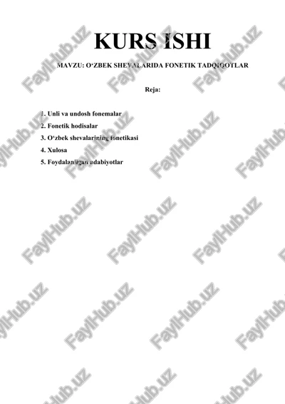 o‘zbek shevalarida fonetik tadqiqotlar — DOCX