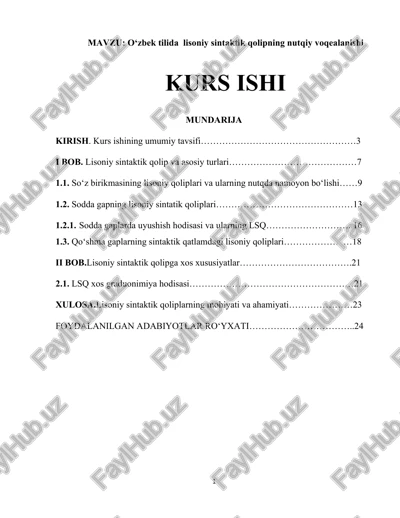 o‘zbek tilida lisoniy sintaktik qolipning nutqiy voqealanishi — DOCX