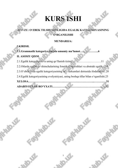 o‘zbek tilshunosligida egalik kategoriyasining o‘rganilishi — DOC