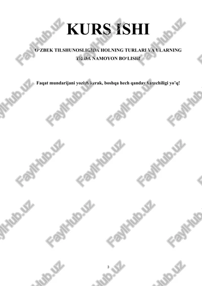 o‘zbek tilshunosligida holning turlari va ularning tilda namoyon bo‘lishi — DOCX
