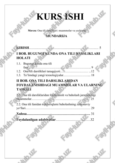 ona tili darsliklari: muammolar va yechimlar — DOCX