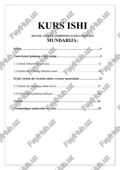 oybek ijodining o’ziga xosligi — DOCX