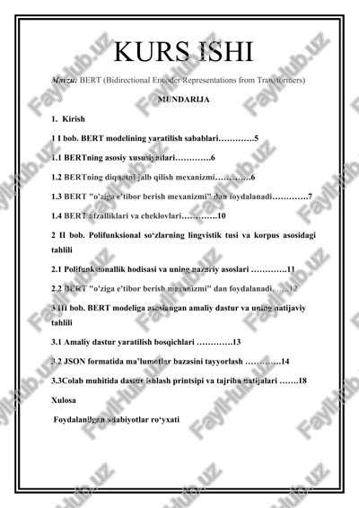 bert (bidirectional encoder representations from transformers) — DOCX