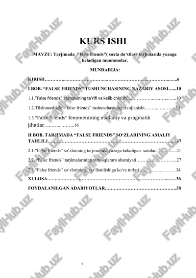 tarjimada "false friends"( soxta doʻstlar) tarjimasida yuzaga keladigan muommolar — DOCX