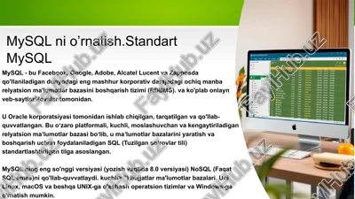 mysql ni o’rnatish.standart mysql — PPTX
