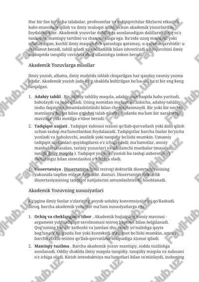 akademik yozuvlar — DOCX