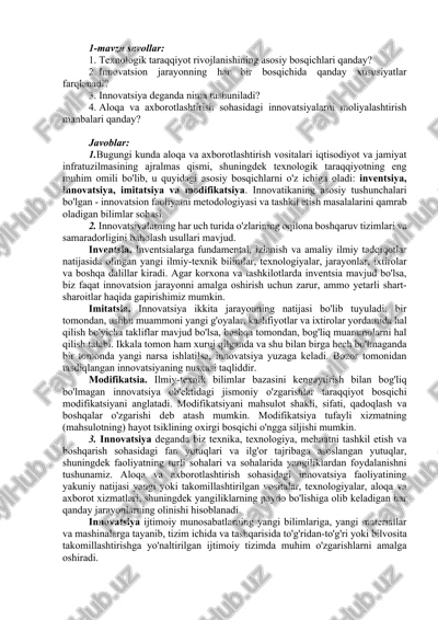 innovatsiya va texnologik taraqqiyot — DOCX