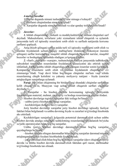 sarflar va chiqimlar — DOCX
