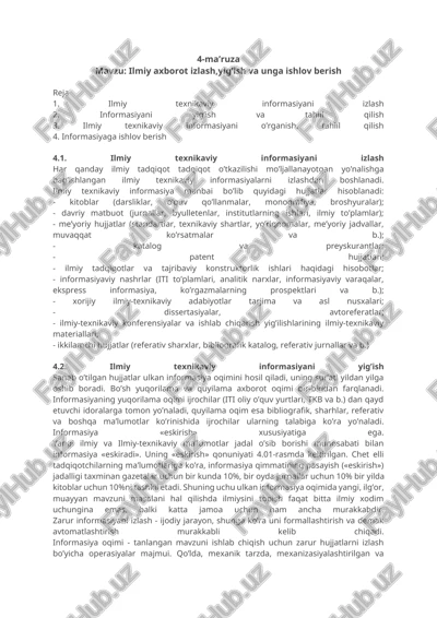 ilmiy texnikaviy informatsiya — DOCX