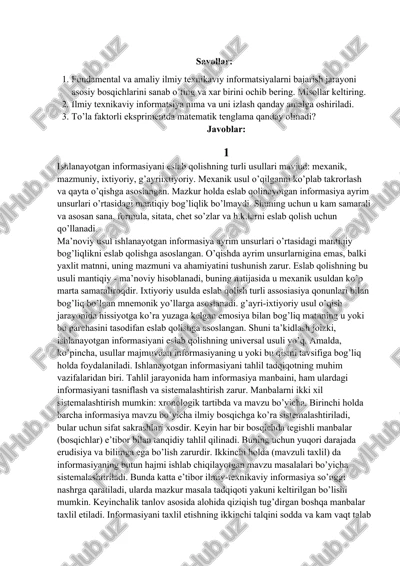 ilmiy texnikaviy informatsiya — DOCX