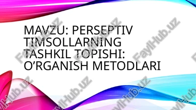 perseptivtimsollarning tashkiltopishi: o'rganish metodlari — PPTX