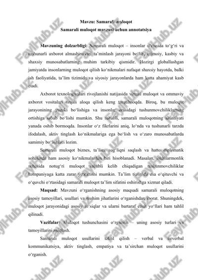 samarali muloqot — DOCX