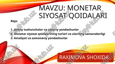 monetar siyosat qoidalari — PPTX