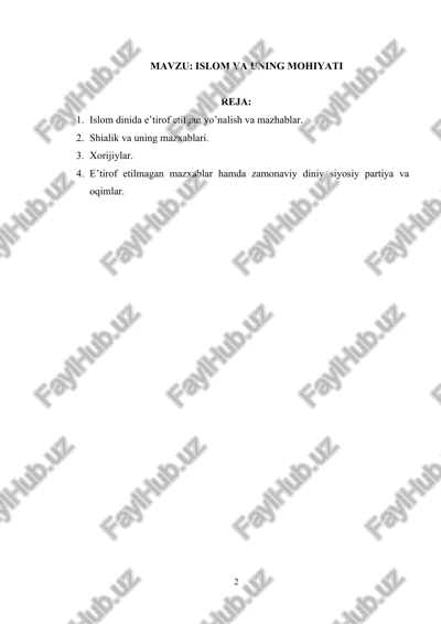 islom va uning mohiyati — DOCX