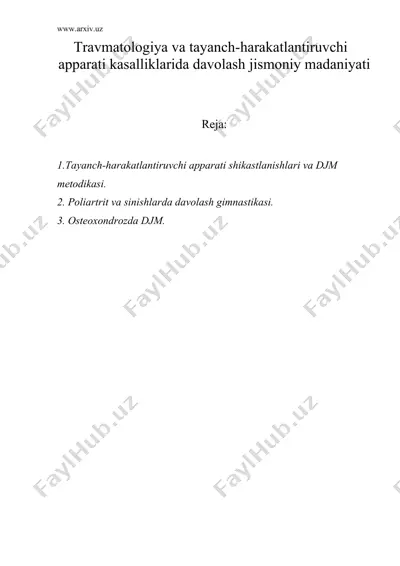 travmatologiya va tayanch-harakatlantiruvchi apparati kasalliklarida davolash jismoniy madaniyati — DOC
