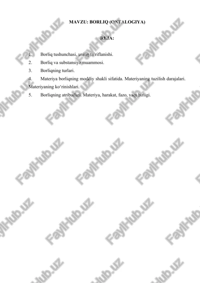 borliq (ontalogiya) — DOCX