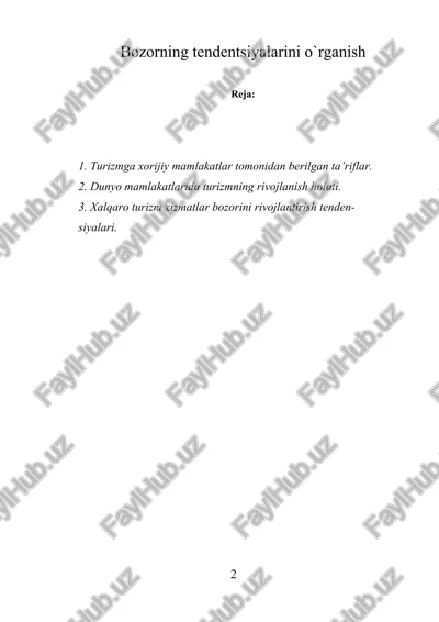 turizmning rivojlanishi — DOCX