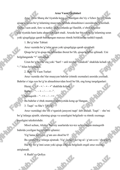 aruz vazni qoidalari — DOCX