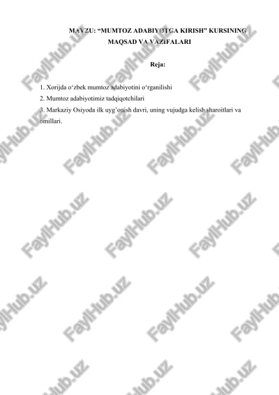 mumtoz adabiyotga kirish kursi — DOCX