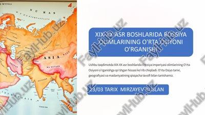 xix-xx asr boshlarida rossiya olimlarining o'rta osiyoni o'rganishi — PDF
