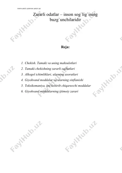 zаrаrli odаtlаr – inson sog`lig`ining buzg`unchilаridir — DOC