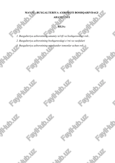 buxgalteriya axboroti boshqarivdagi ahamiyati — DOCX