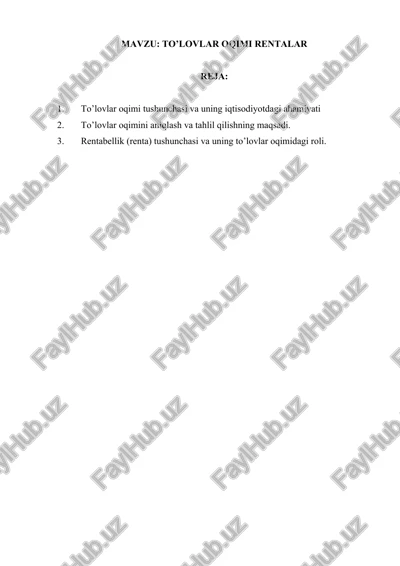 to'lovlar oqimi rentalar — DOCX
