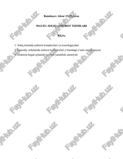 soliq axborot tizimlari — PDF