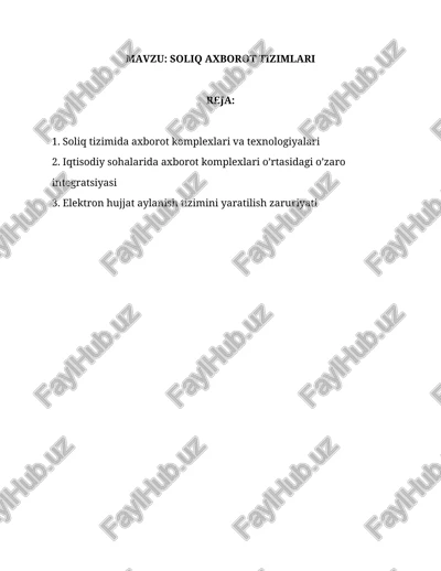soliq axborot tizimlari — DOCX