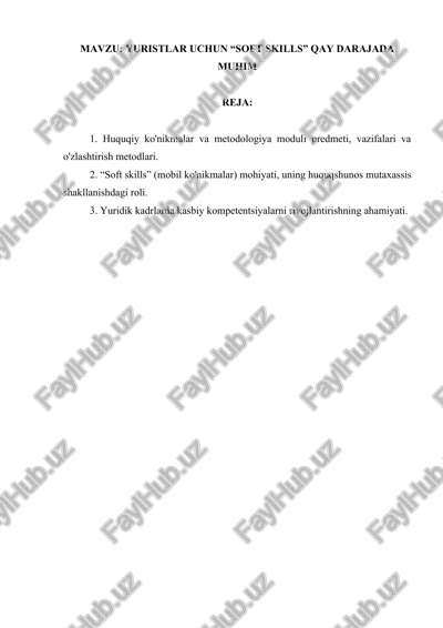 huquqiy ko'nikmalar va metodologiya — DOCX