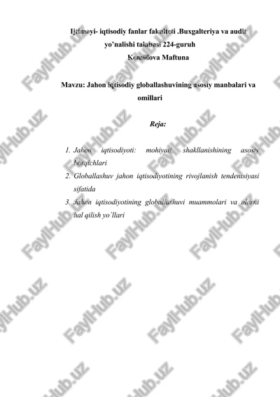 jahon iqtisodiyoti — DOCX