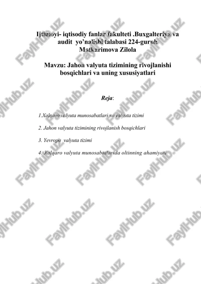 jahon valyuta tizimi — DOC