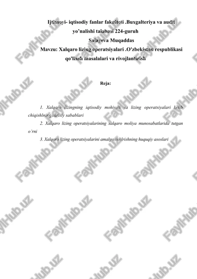 xalqaro lizing operatsiyalari — DOC