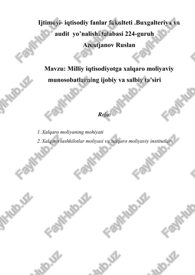 xalqaro moliya — DOC