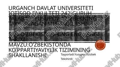 o‘zbekistondagi ko‘p partiyaviylik tizimi — PPTX