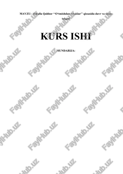 abdulla qahhor "o‘tmishdan ertaklar" qissasi — DOCX