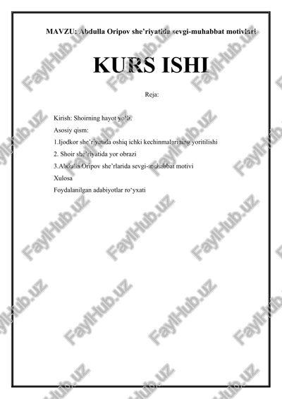 abdulla oripov she’riyatida sevgi-muhabbat motivlari — DOCX