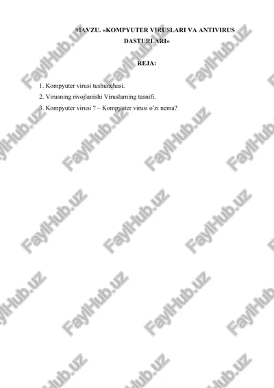 kompyuter viruslari va antivirus dasturlari — DOCX